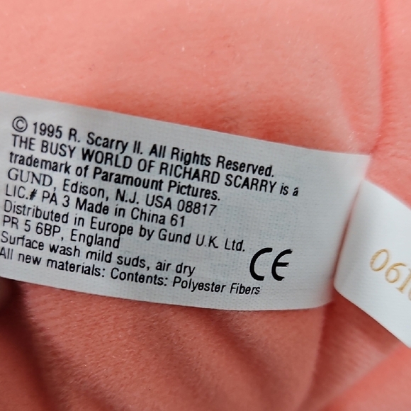 VINTAGE 1995 GUND Richard Scarry Busy World HILDA HIPPO Plush - Picture 7 of 8